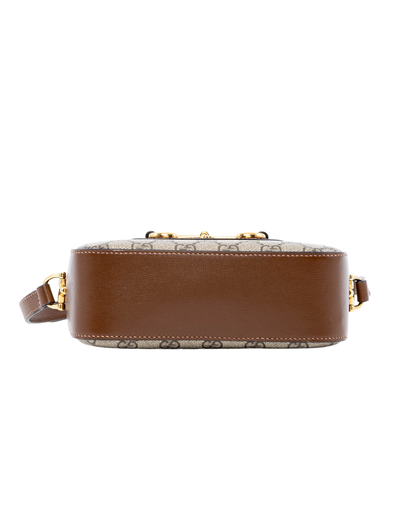 GUCCI HORSEBIT 1955 CAMERA SMALL BROWN GG SUPREME MONOGRAM CANVAS GHW 760196 498075 03560