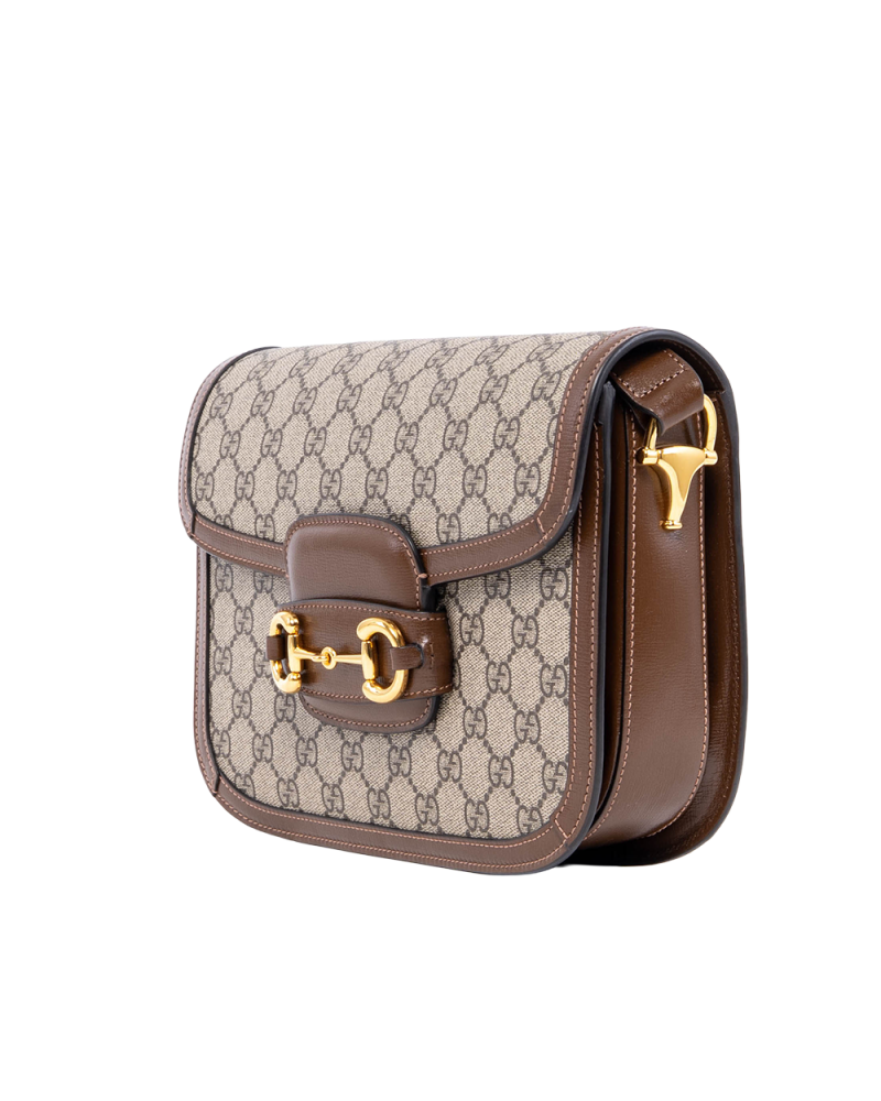 GUCCI HORSEBIT 1955 MEDIUM BROWN GG MONOGRAM CANVAS GHW 602204 21331 07167