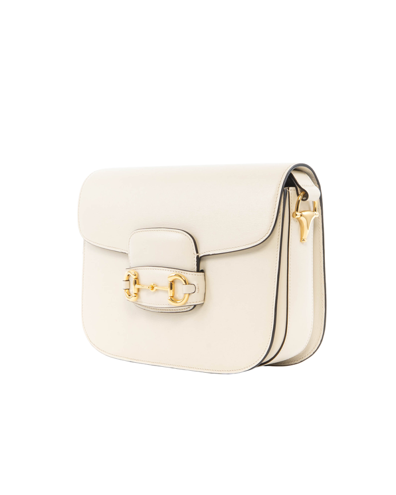 GUCCI HORSEBIT 1955 MEDIUM WHITE CALF GHW 602204 520981 3076