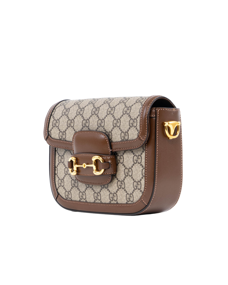 GUCCI HORSEBIT 1955 MINI BROWN GG MONOGRAM CANVAS GHW 658574 493075 4996