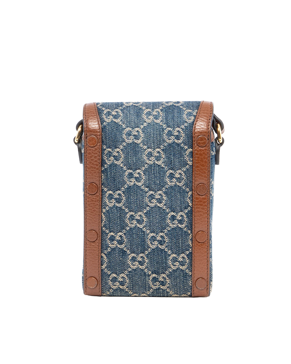 GUCCI HORSEBIT 1955 PHONE BLUE BROWN DENIM CALF GHW 625615 0416 3109