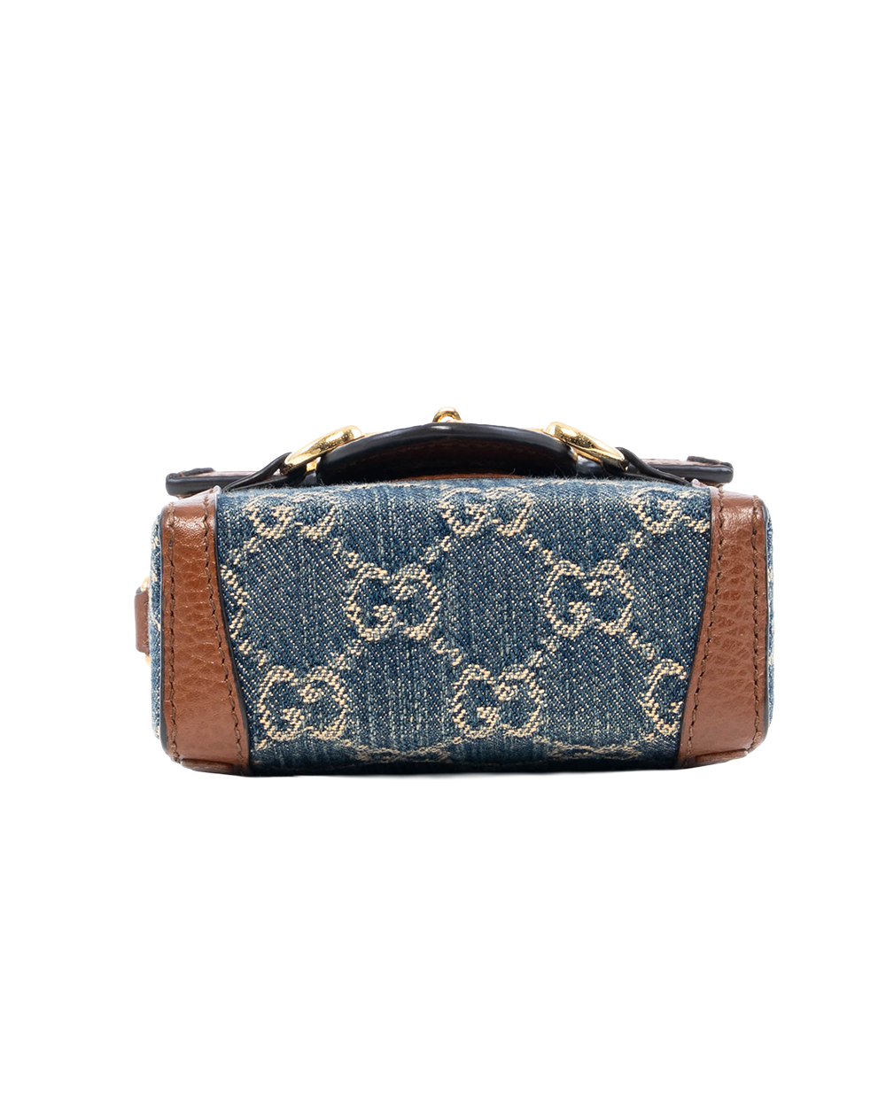GUCCI HORSEBIT 1955 PHONE BLUE BROWN DENIM CALF GHW 625615 0416 3113
