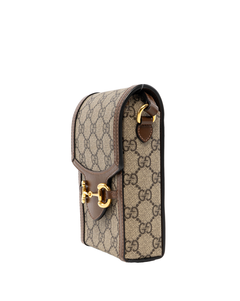 GUCCI HORSEBIT 1955 PHONE BROWN GG MONOGRAM CANVAS GHW 625615 2149 7867
