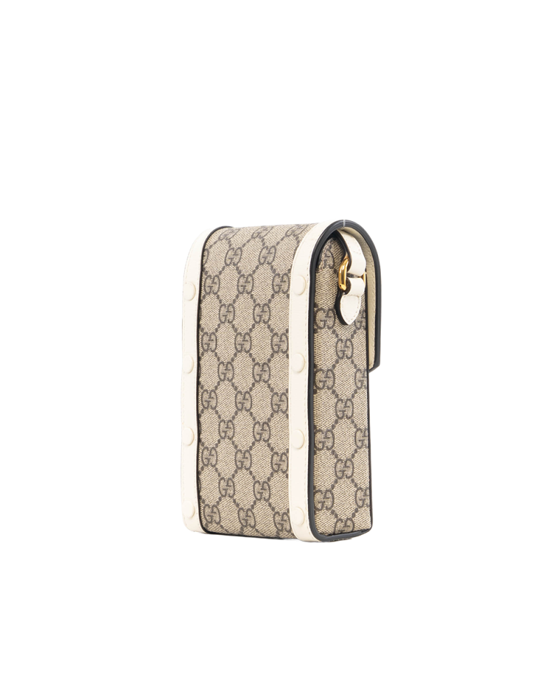 GUCCI HORSEBIT 1955 PHONE WHITE GG MONOGRAM CANVAS GHW 625615 2184 0744