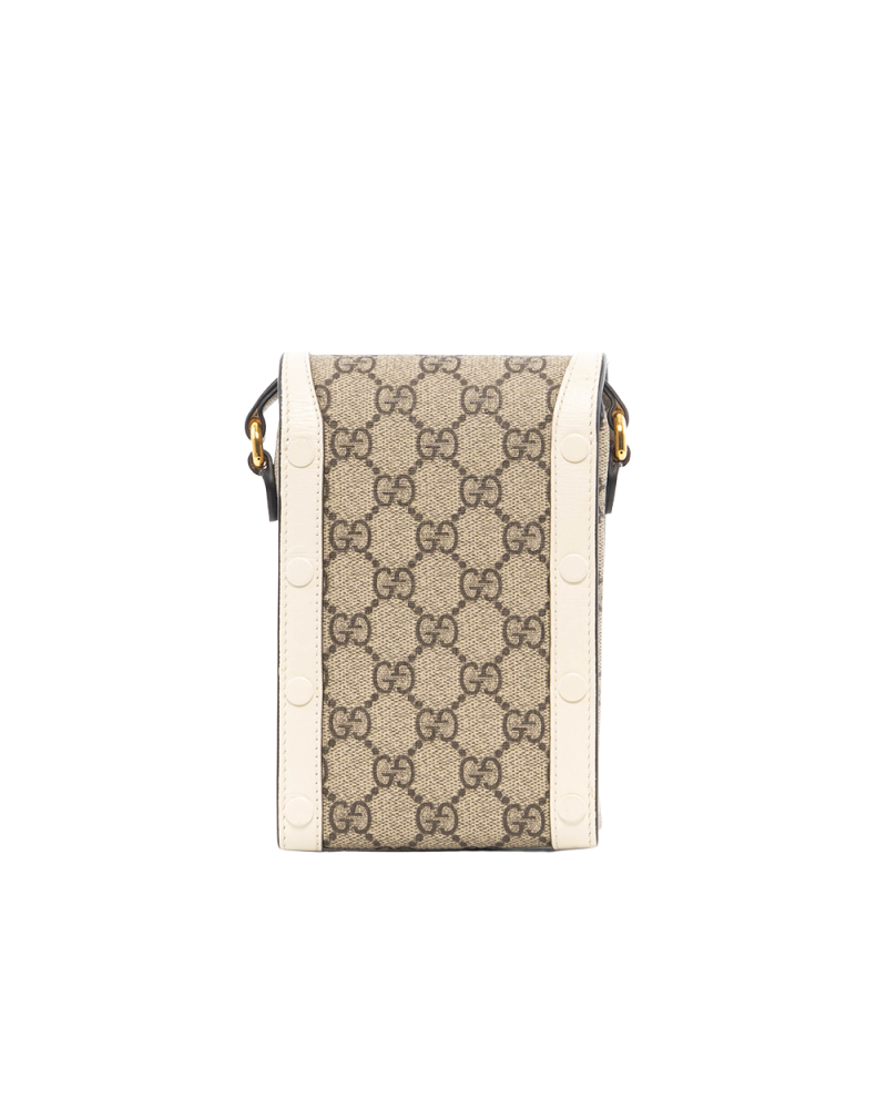 GUCCI HORSEBIT 1955 PHONE WHITE GG MONOGRAM CANVAS GHW 625615 2184 0745
