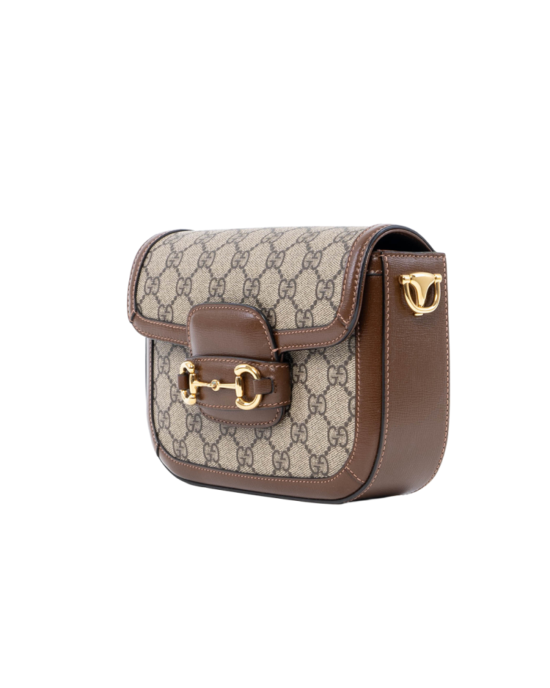 GUCCI HORSEBIT 1955 SMALL BROWN GG MONOGRAM CANVAS GHW 558574 213317 00449