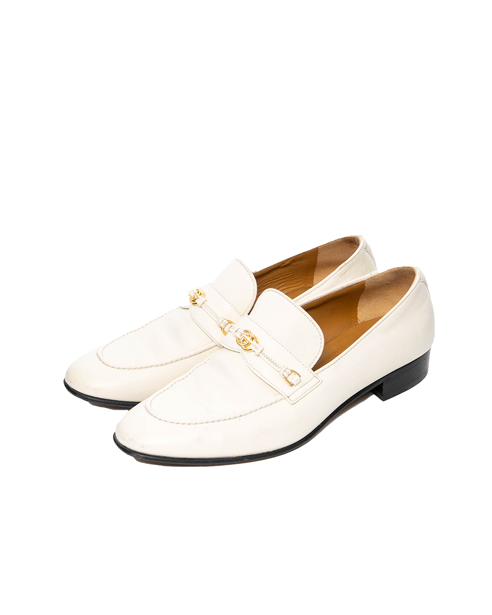 GUCCI HORSEBIT LOAFER 38.5 WHITE CALF GHW 0122