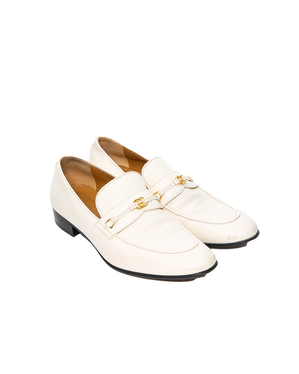 GUCCI HORSEBIT LOAFER 38.5 WHITE CALF GHW 0123