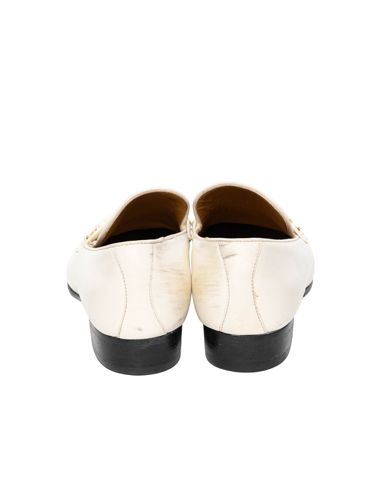 GUCCI HORSEBIT LOAFER 38.5 WHITE CALF GHW 0124