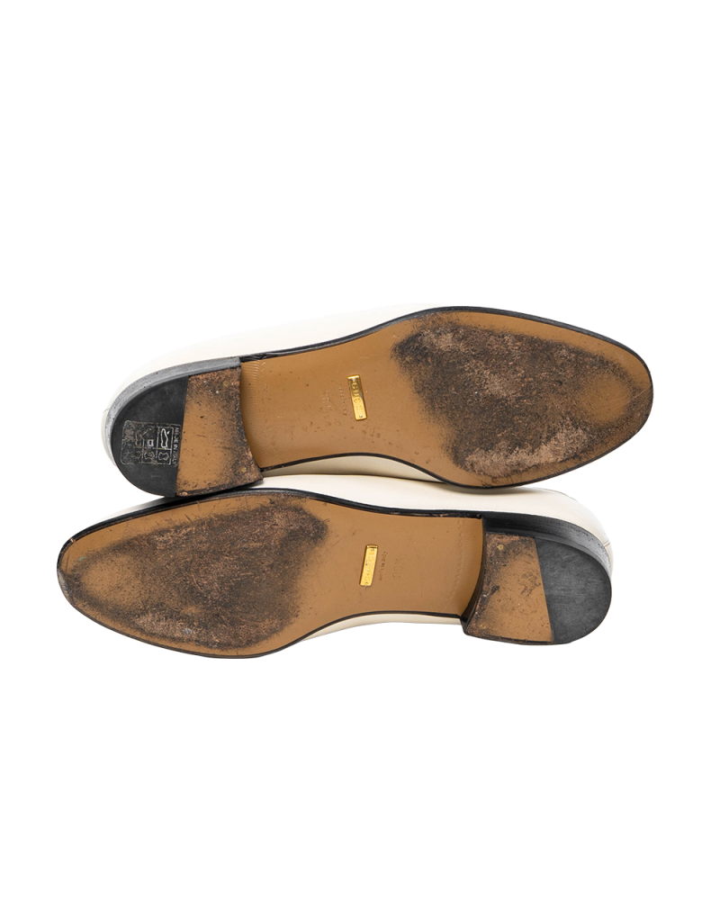 GUCCI HORSEBIT LOAFER 38.5 WHITE CALF GHW 0127