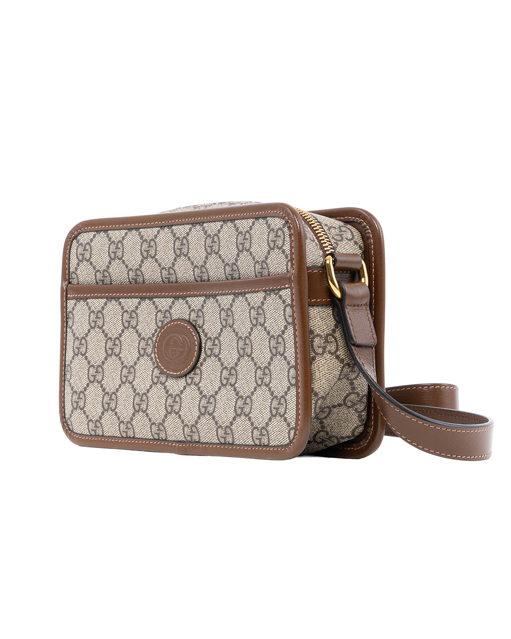 GUCCI INTERLOCK G CAMERA MINI BROWN GG MONOGRAM CANVAS GHW 4033