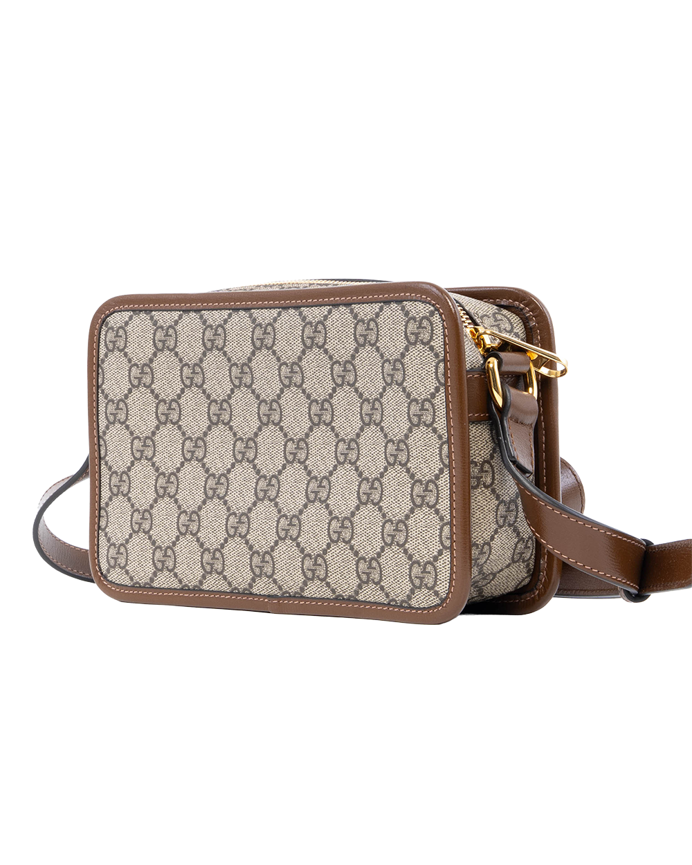 GUCCI INTERLOCK G CAMERA MINI BROWN GG MONOGRAM CANVAS GHW 4034