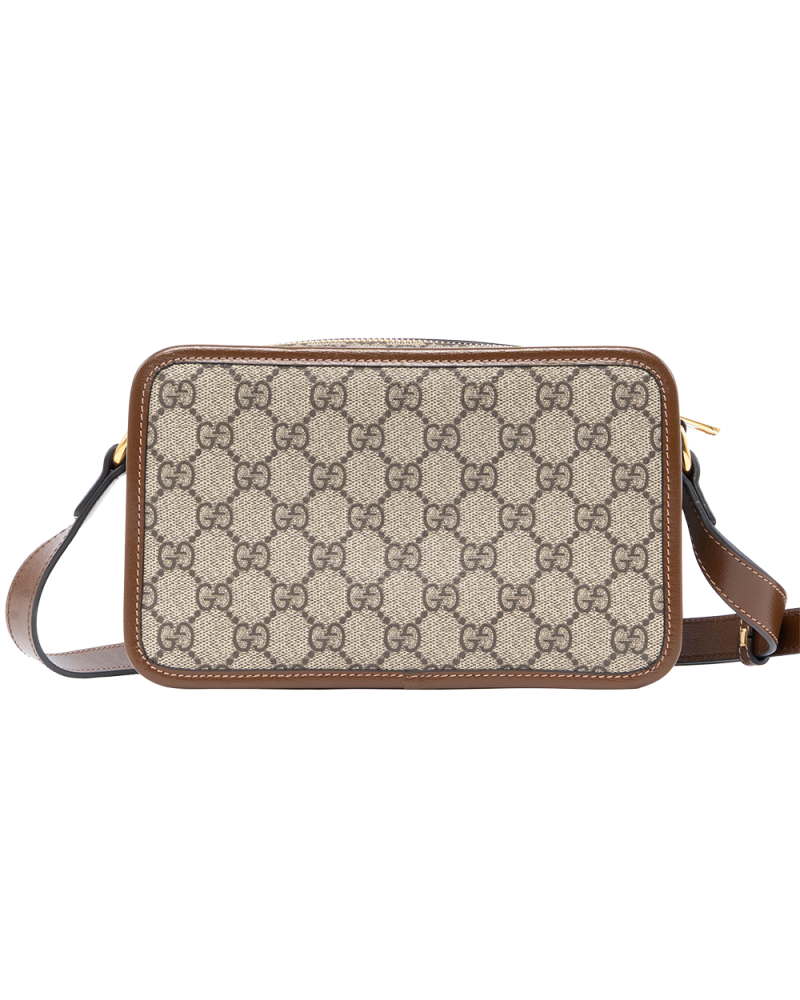GUCCI INTERLOCK G CAMERA MINI BROWN GG MONOGRAM CANVAS GHW 4035