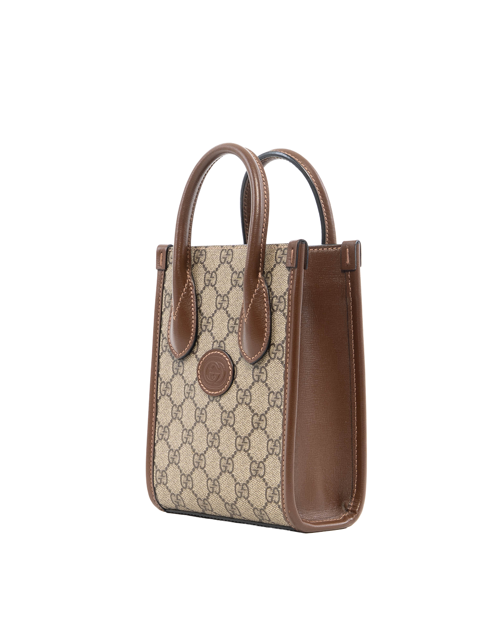 GUCCI INTERLOCK MINI TOTE MINI BROWN GG SUPREME MONOGRAM CANVAS GHW 7473