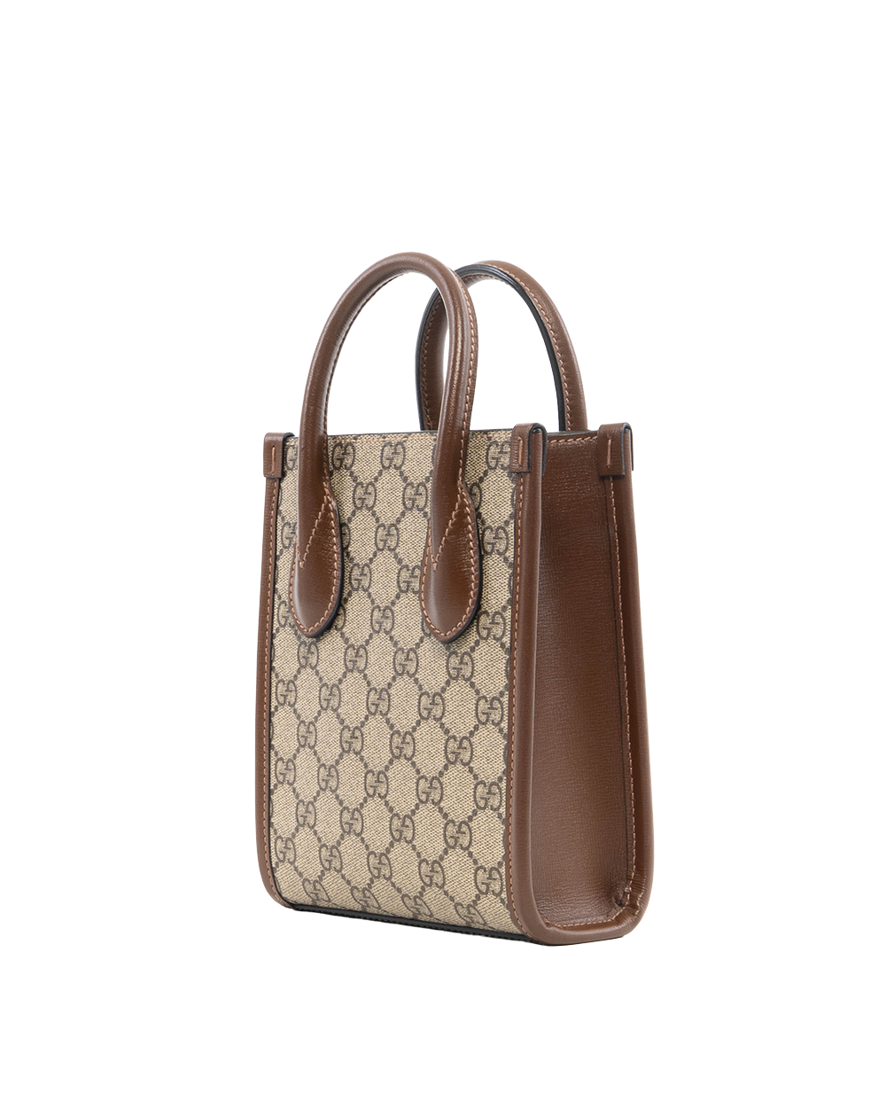 GUCCI INTERLOCK MINI TOTE MINI BROWN GG SUPREME MONOGRAM CANVAS GHW 7474