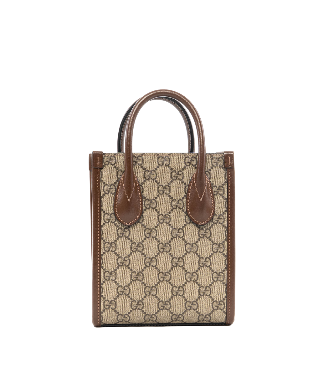 GUCCI INTERLOCK MINI TOTE MINI BROWN GG SUPREME MONOGRAM CANVAS GHW 7475