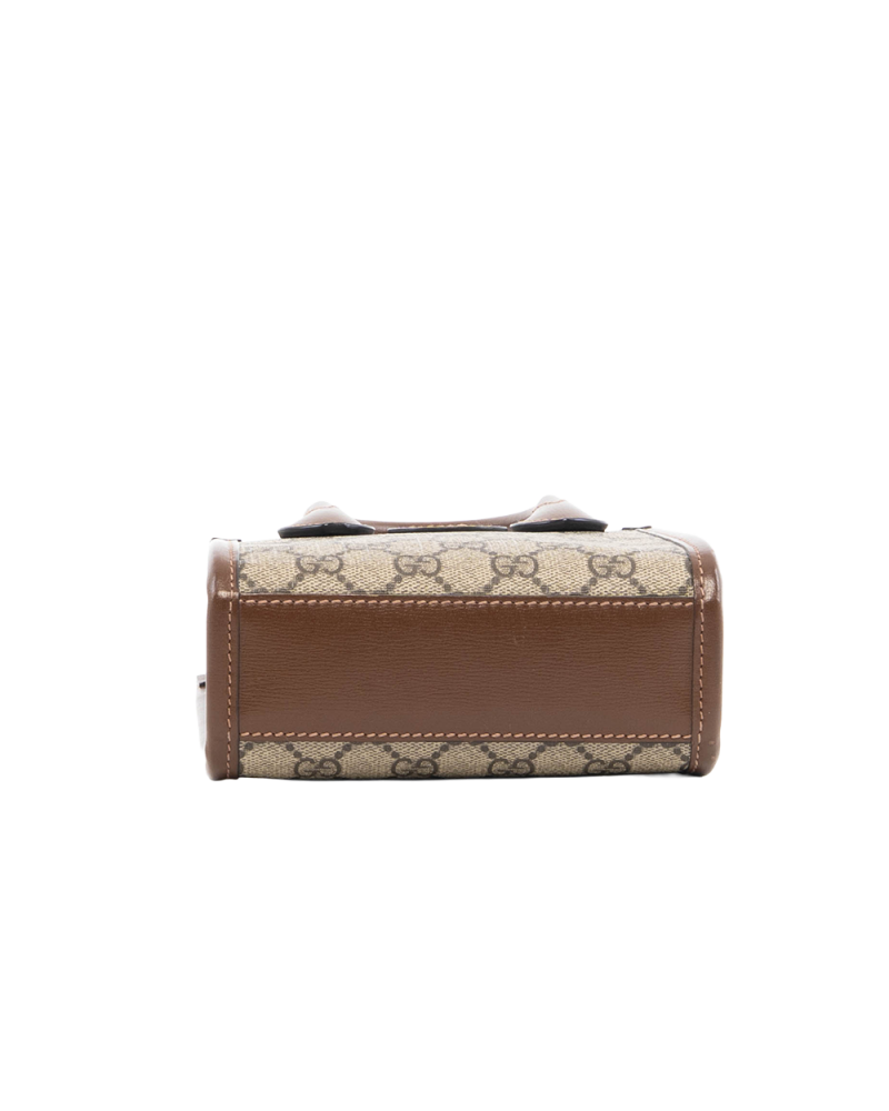 GUCCI INTERLOCK MINI TOTE MINI BROWN GG SUPREME MONOGRAM CANVAS GHW 7476