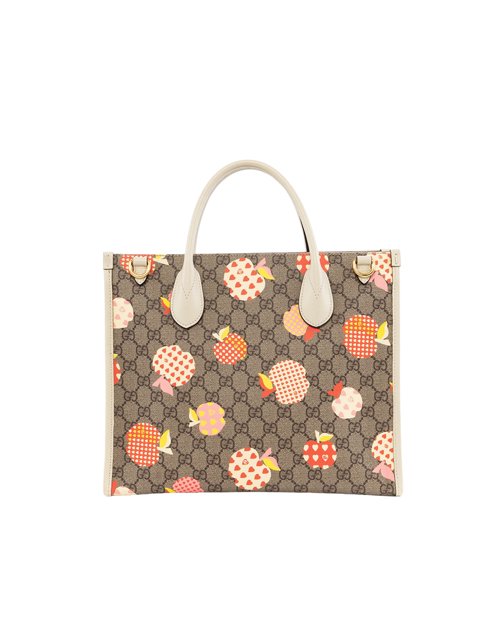 GUCCI INTERLOCK TOTE SMALL WHITE APPLE PRINT GG MONOGRAM CANVAS GHW 659983 525040.X 6693