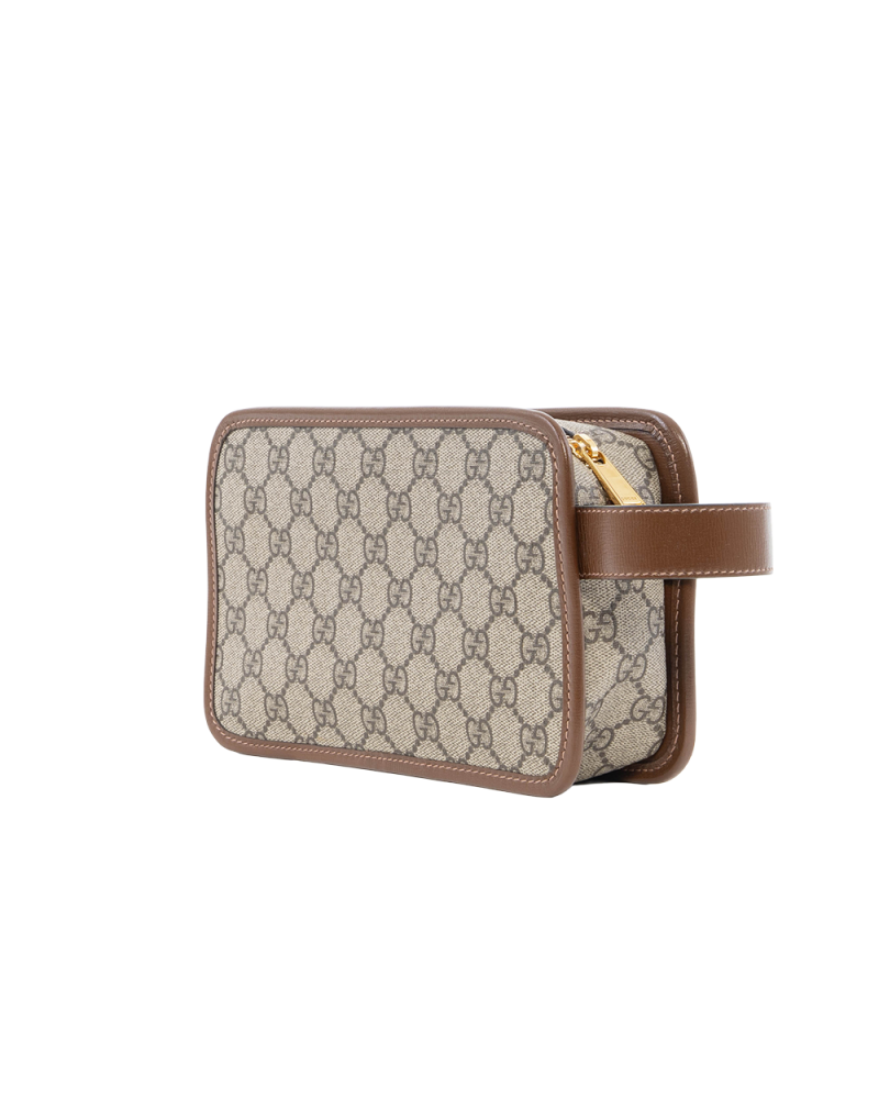 GUCCI INTERLOCKING G CLUTCH BROWN GG SUPREME MONOGRAM CANVAS GHW 625764 2067 3139