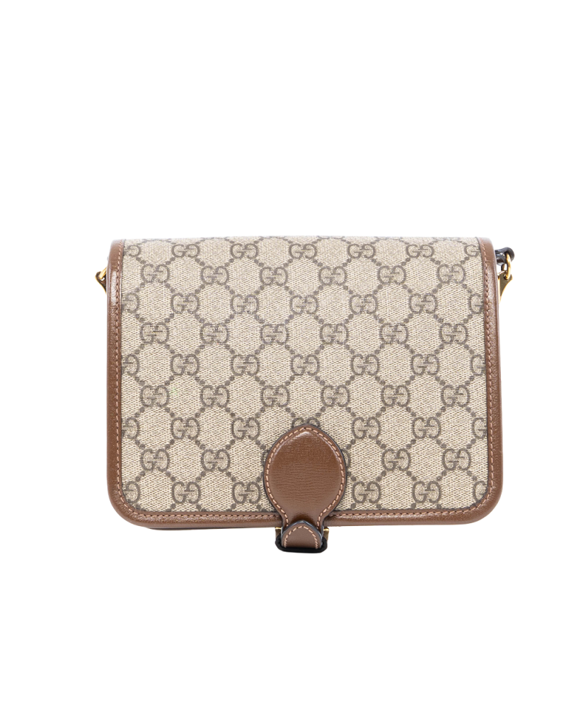 GUCCI INTERLOCKING G SHOULDER BAG BROWN GG SUPREME MONOGRAM CANVAS GHW 671620 498879 4544