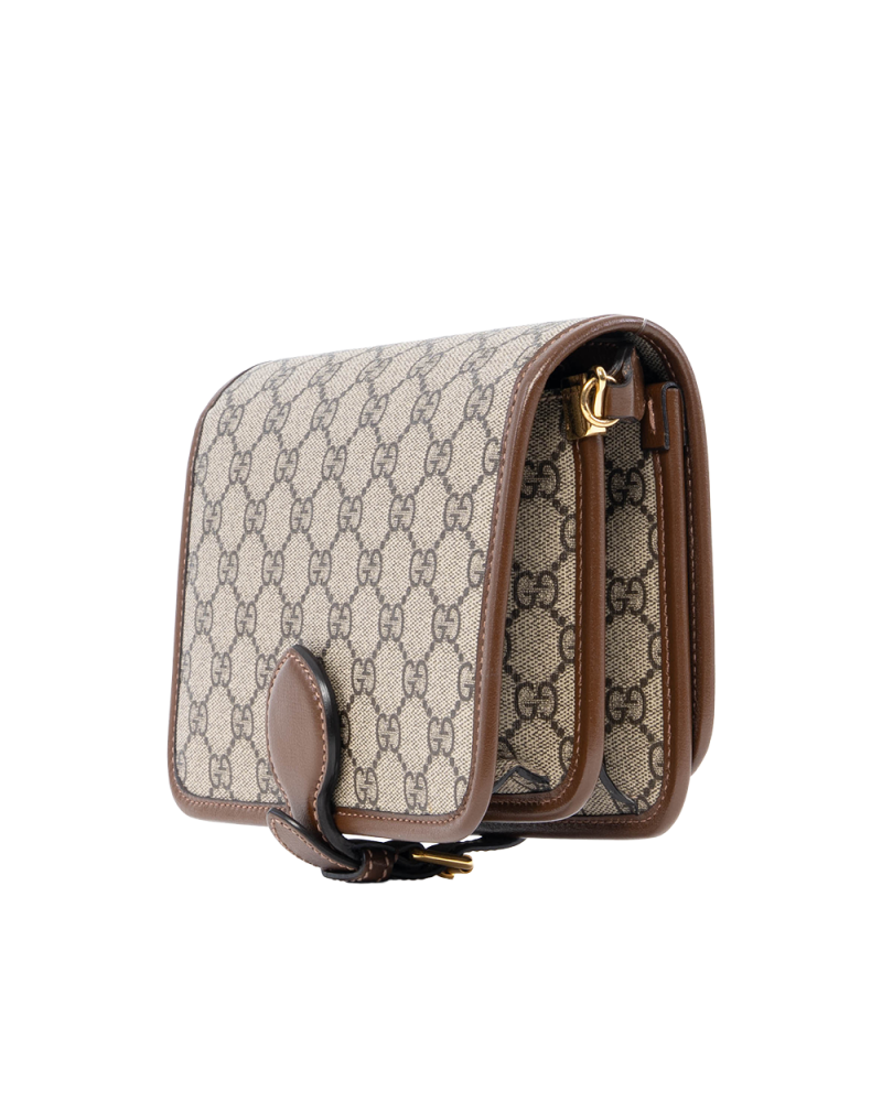 GUCCI INTERLOCKING G SHOULDER BAG MINI BROWN GG MONOGRAM CANVAS GHW 671620 525040 2055
