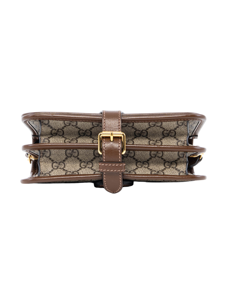 GUCCI INTERLOCKING G SHOULDER BAG MINI BROWN GG MONOGRAM CANVAS GHW 671620 525040 2060