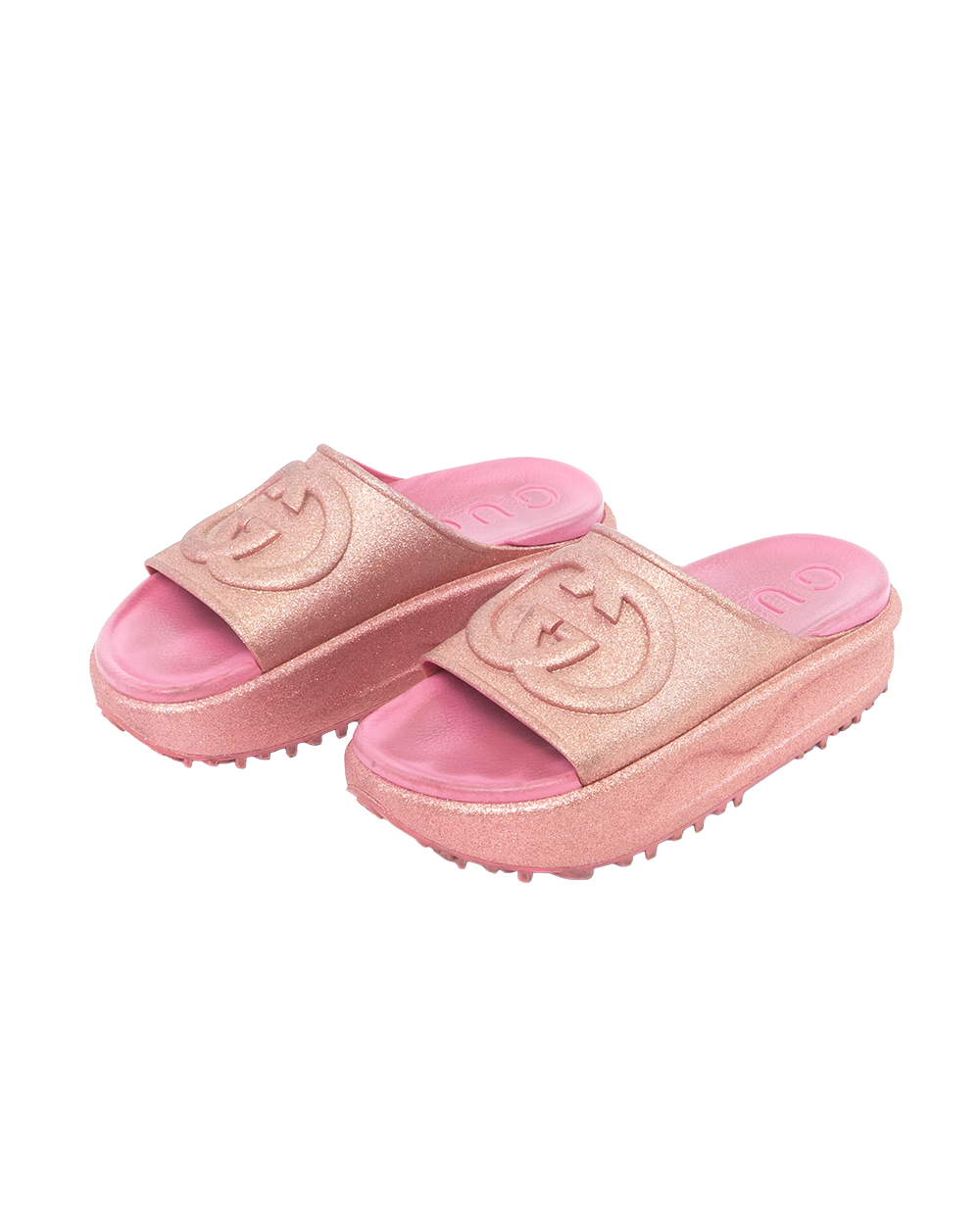 GUCCI INTERLOCKING G SUDE 36 PINK METTALLIC ROSE RUBBER 725541 01720