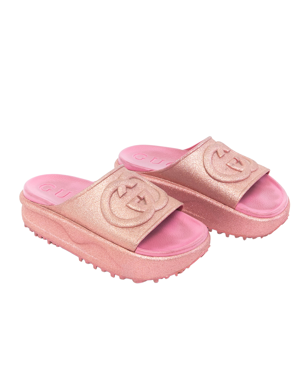 GUCCI INTERLOCKING G SUDE 36 PINK METTALLIC ROSE RUBBER 725541 01721