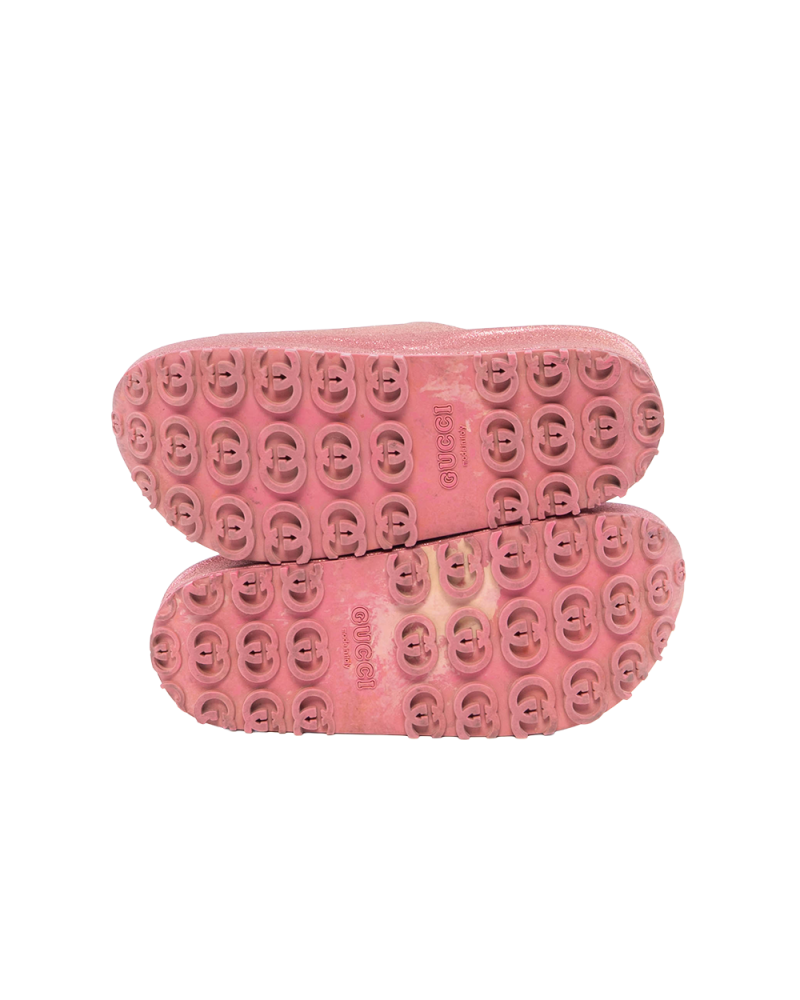 GUCCI INTERLOCKING G SUDE 36 PINK METTALLIC ROSE RUBBER 725541 01723