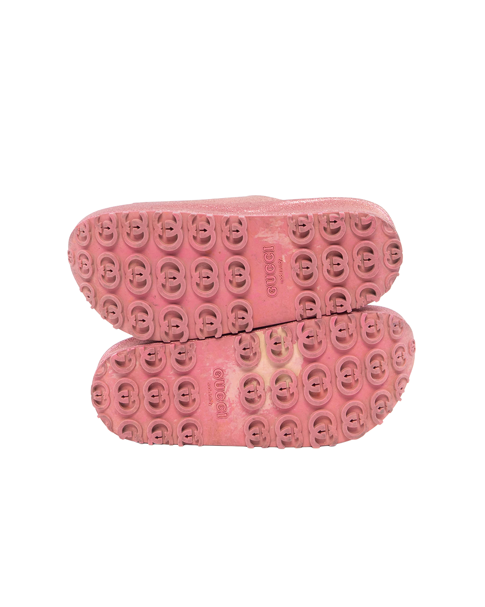 GUCCI INTERLOCKING G SUDE 36 PINK METTALLIC ROSE RUBBER 725541 01723
