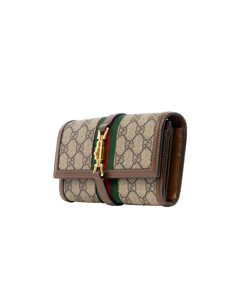 GUCCI JACKIE 1961 WOC LONG BROWN RED GREEN GG MONOGRAM CANVAS GHW 652681 0416 7901