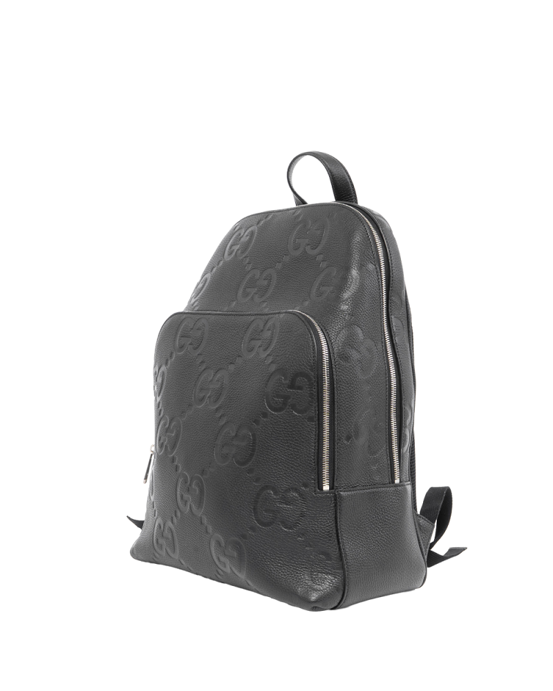 GUCCI JUMBO GG BACKPACK MEDIUM BLACK GG EMBOSSED SHW 766932 498879 4125