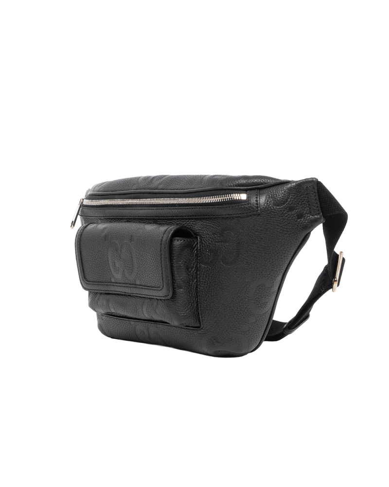 GUCCI JUMBO GG BELT BAG LARGE BLACK GG EMBOSSED SHW 643093 525040 4190