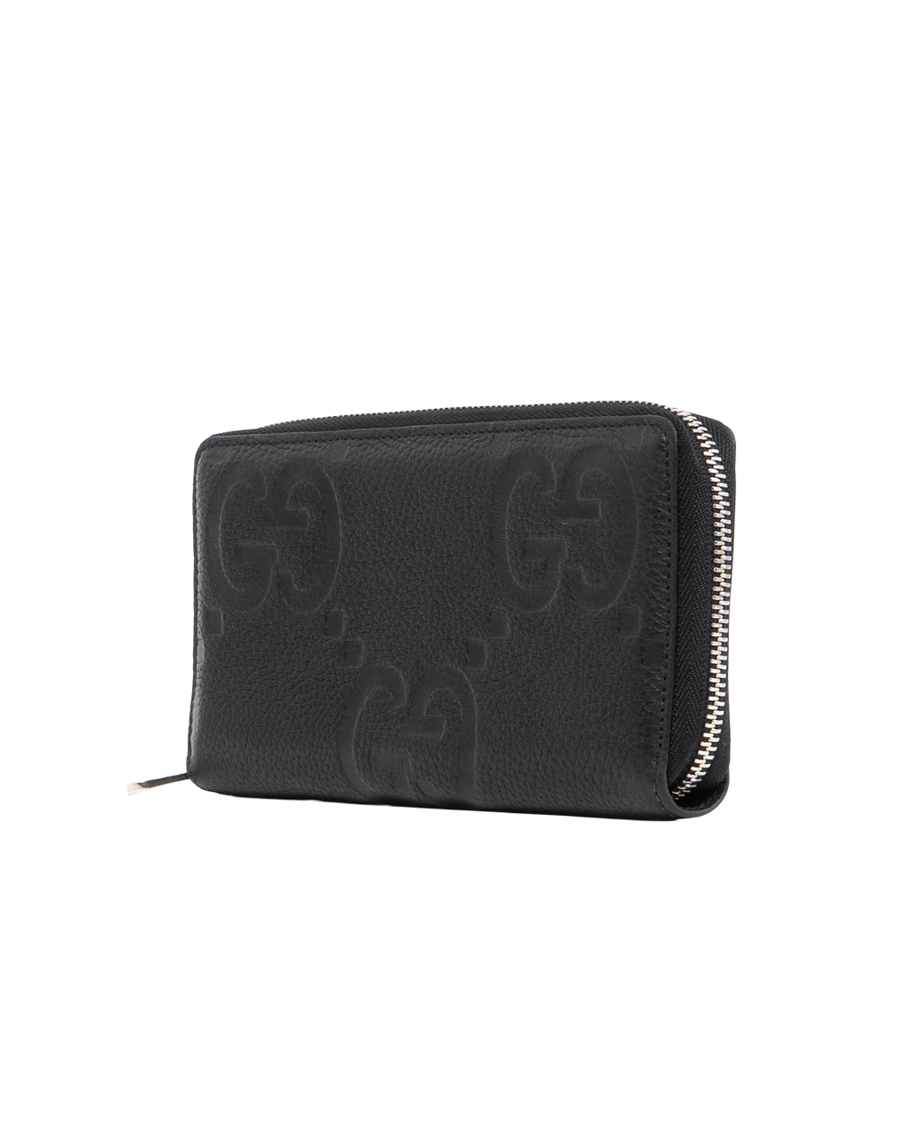 GUCCI JUMBO GG ZIP AROUND LONG BLACK GG EMBOSSED SHW 739484 2149 1187