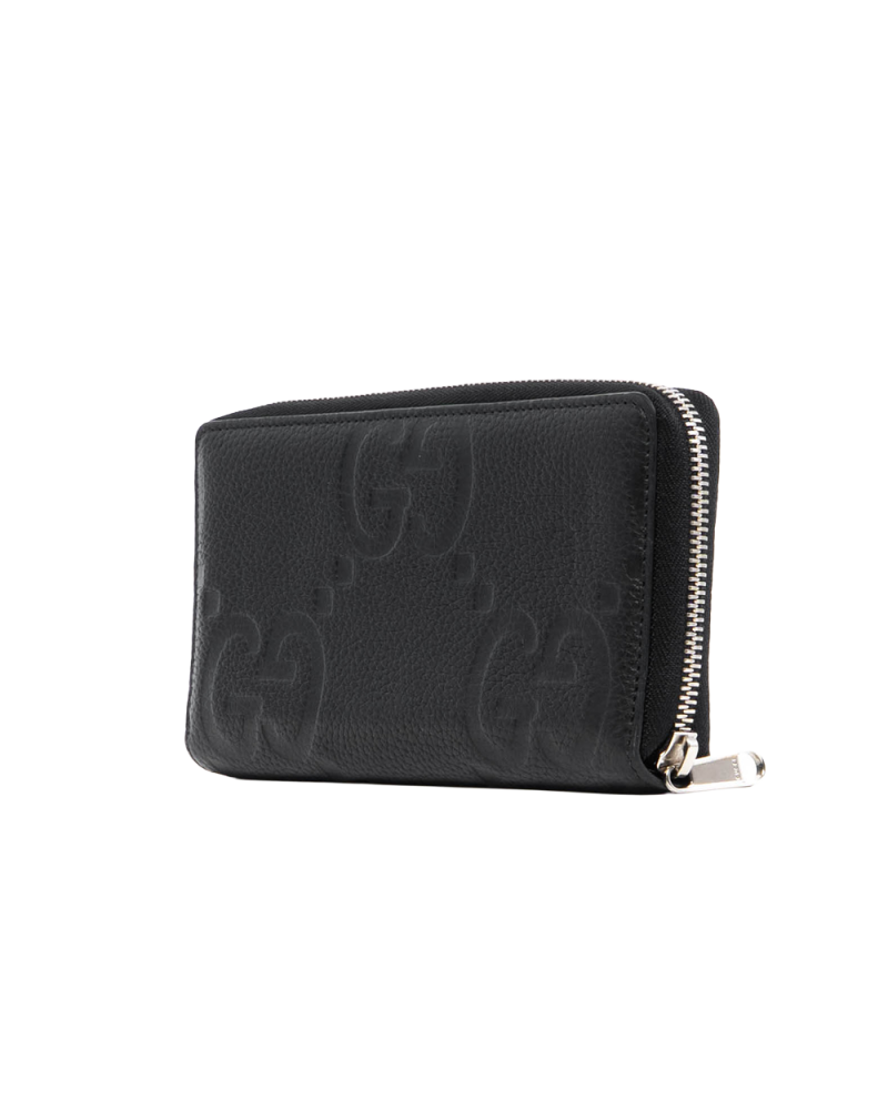 GUCCI JUMBO GG ZIP AROUND LONG BLACK GG EMBOSSED SHW 739484 2149 1188