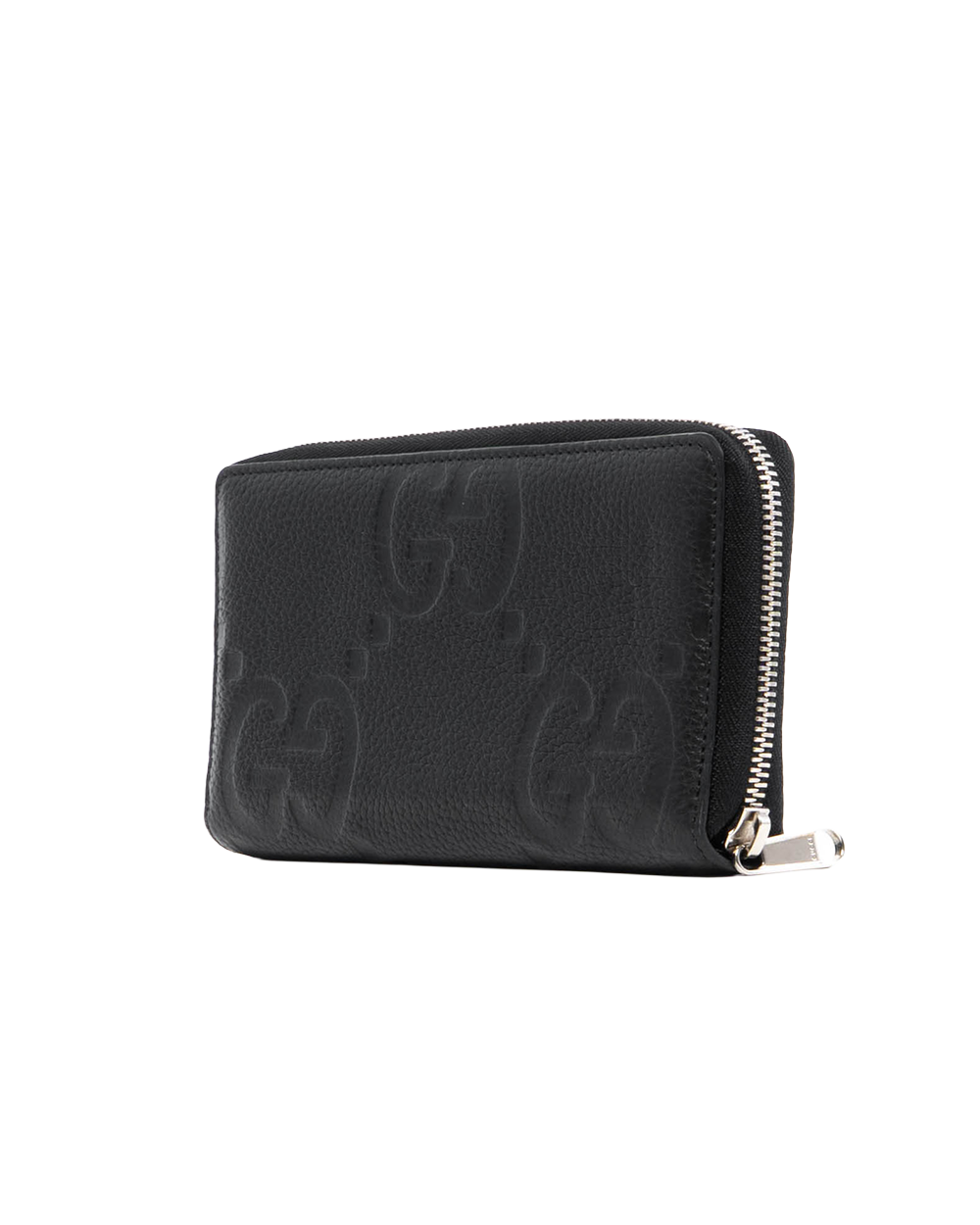 GUCCI JUMBO GG ZIP AROUND LONG BLACK GG EMBOSSED SHW 739484 2149 1188