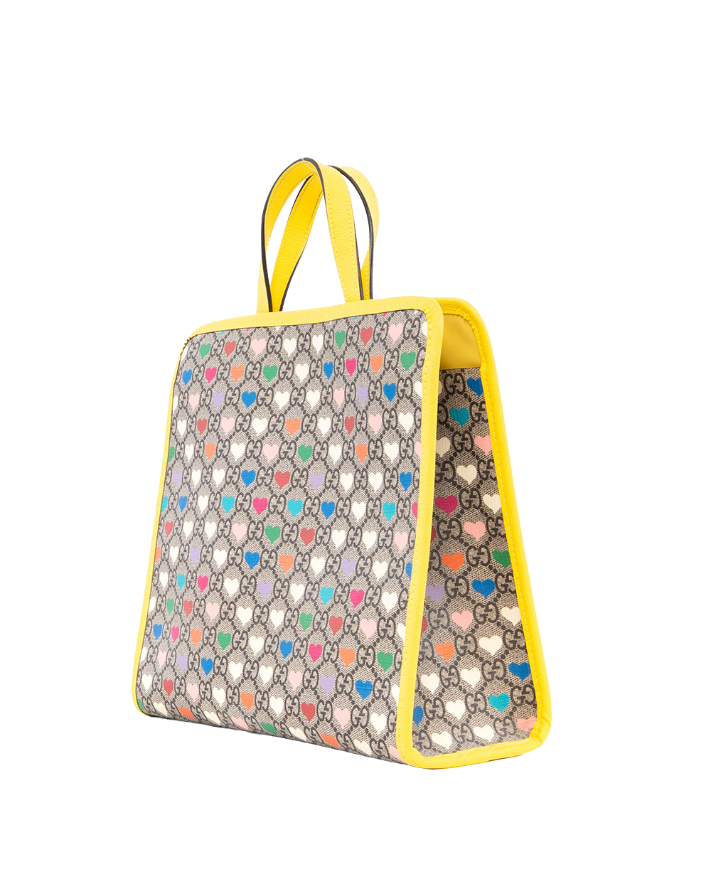 GUCCI KID S TOTE GG HEARTS BROWN YELLOW GG MONOGRAM CANVAS SHW 605614 527066 2351