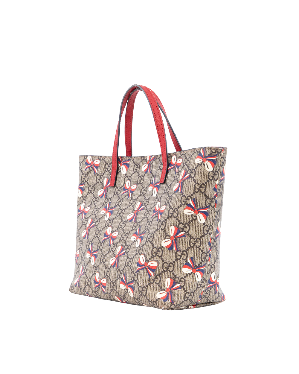 GUCCI KID S TOTE RIBBON BROWN RED GG MONOGRAM CANVAS SHW 430832 204991 0301