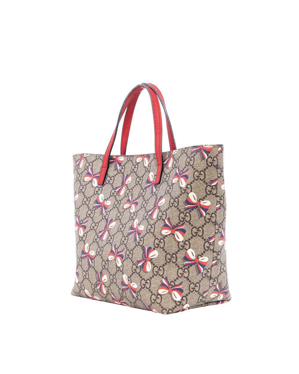 GUCCI KID S TOTE RIBBON BROWN RED GG MONOGRAM CANVAS SHW 430832 204991 0302