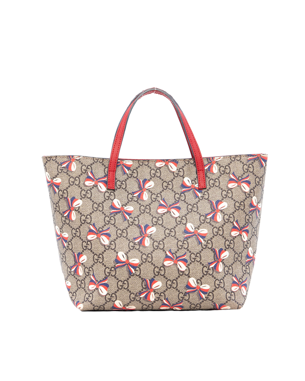 GUCCI KID S TOTE RIBBON BROWN RED GG MONOGRAM CANVAS SHW 430832 204991 0303