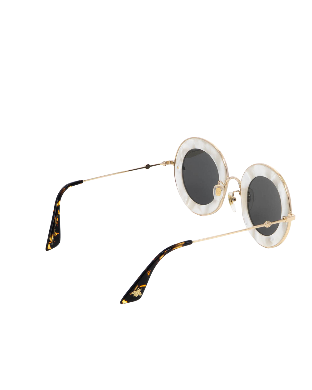 GUCCI L AVEUGLE PAR AMOUR ROUND SUNGLASSES WHITE BROWN GHW GG0113S 003 2189
