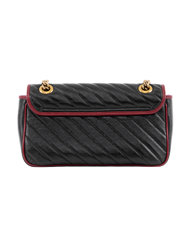 GUCCI MARMONT 26 BLACK RED CALF GHW 443497 525040 0659