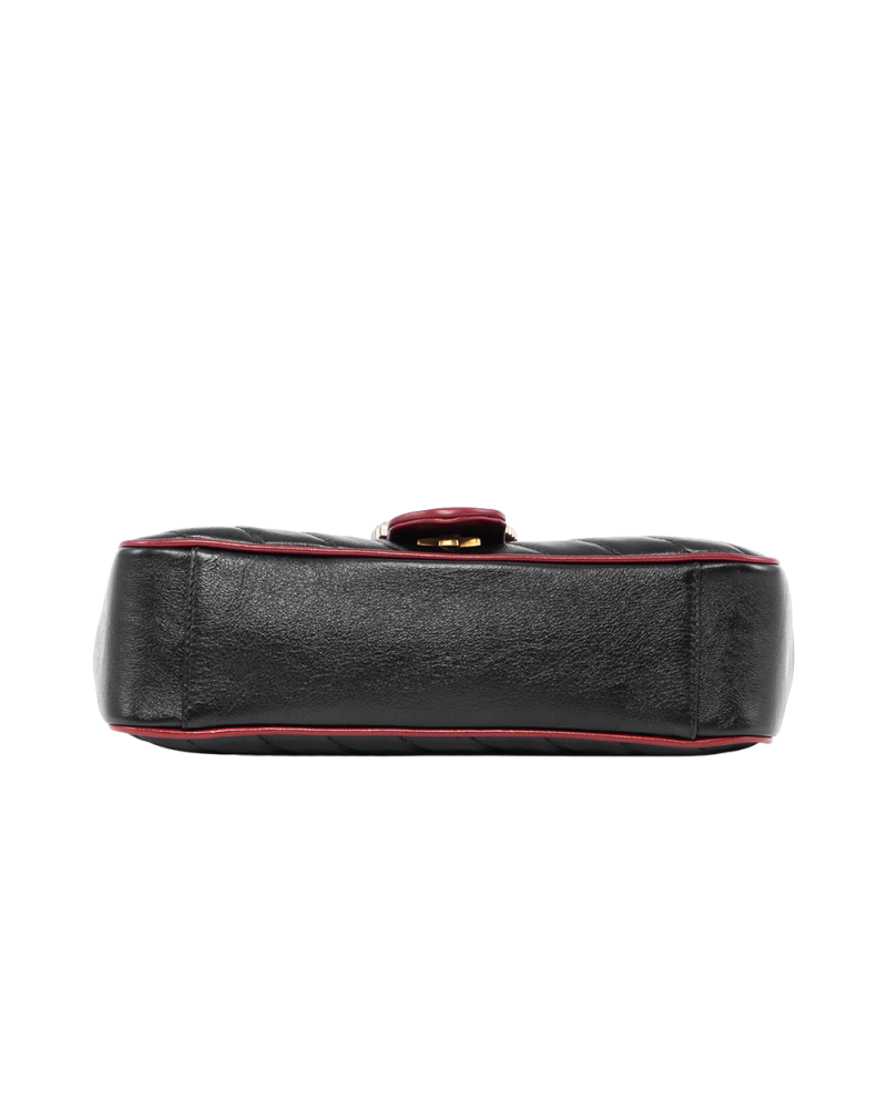 GUCCI MARMONT 26 BLACK RED CALF GHW 443497 525040 0660