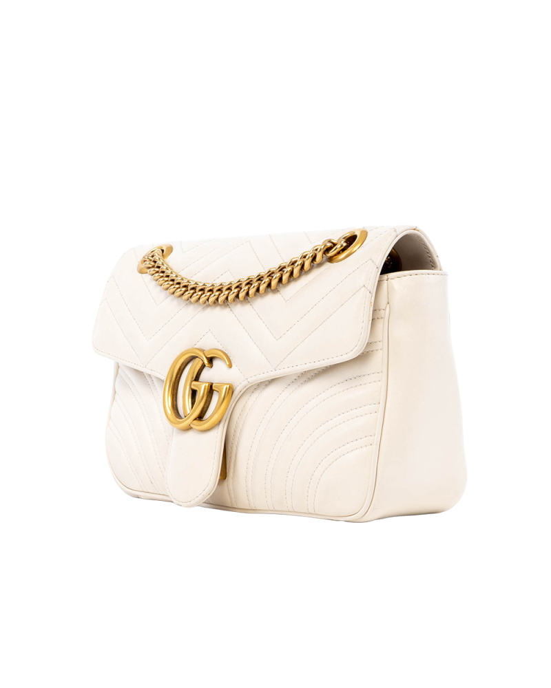 GUCCI MARMONT 26 WHITE CALF GHW 443497 493075 05545