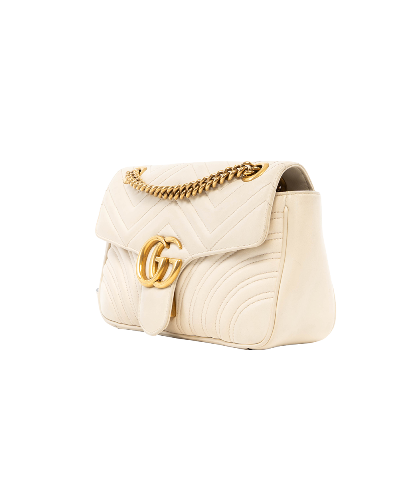 GUCCI MARMONT 26 WHITE CALF GHW 443497 498879 7926