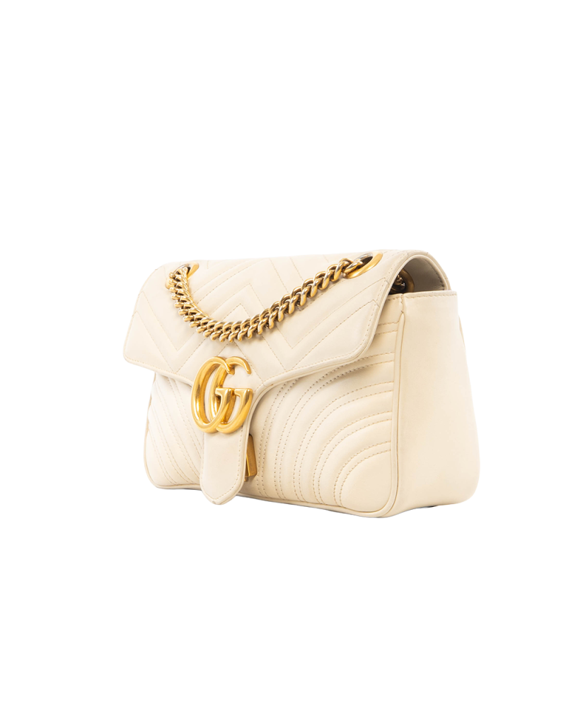 GUCCI MARMONT 26 WHITE CALF GHW 443497 585795 7457