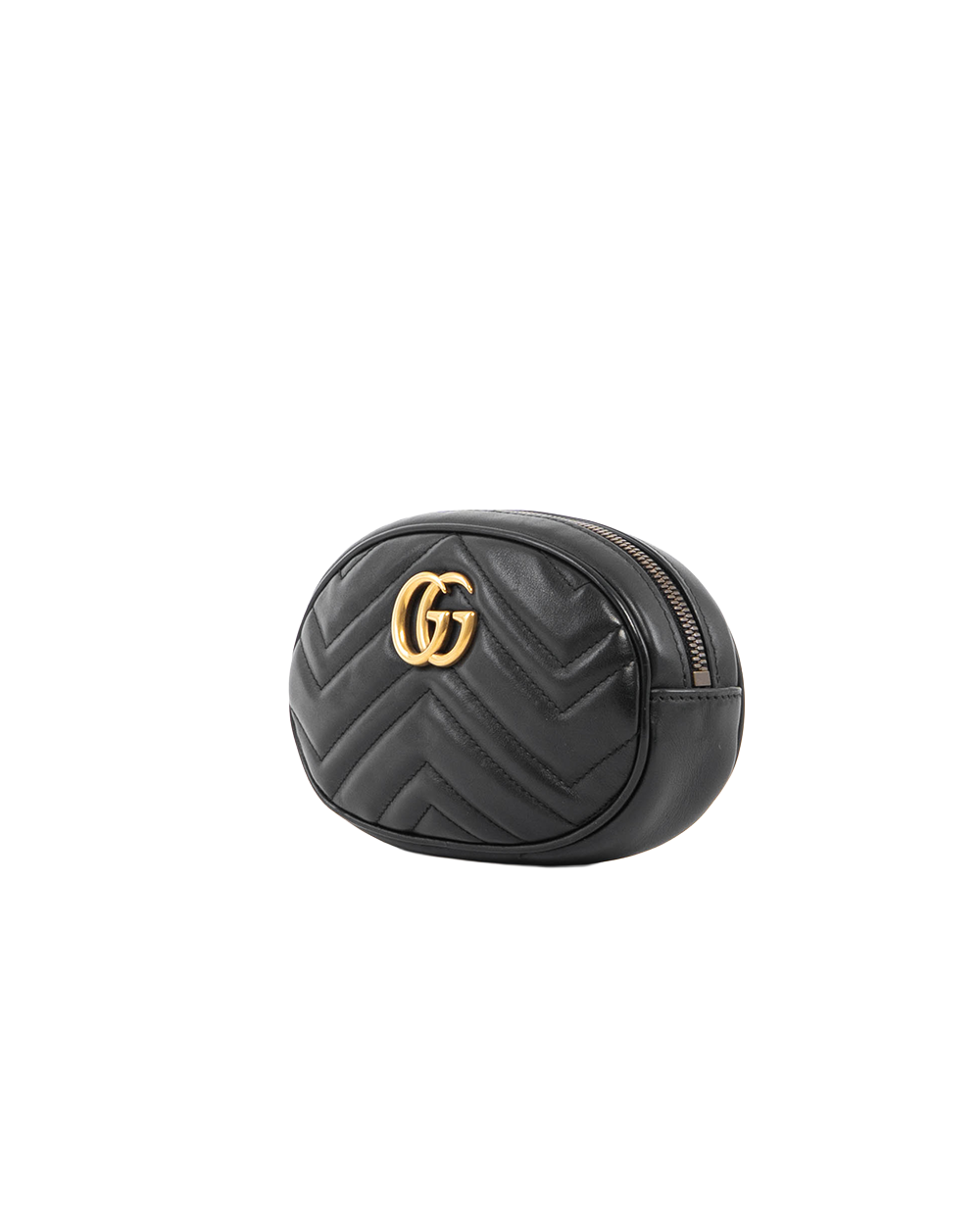 GUCCI MARMONT BELT BAG BLACK CALF GHW 476434 493075 5413