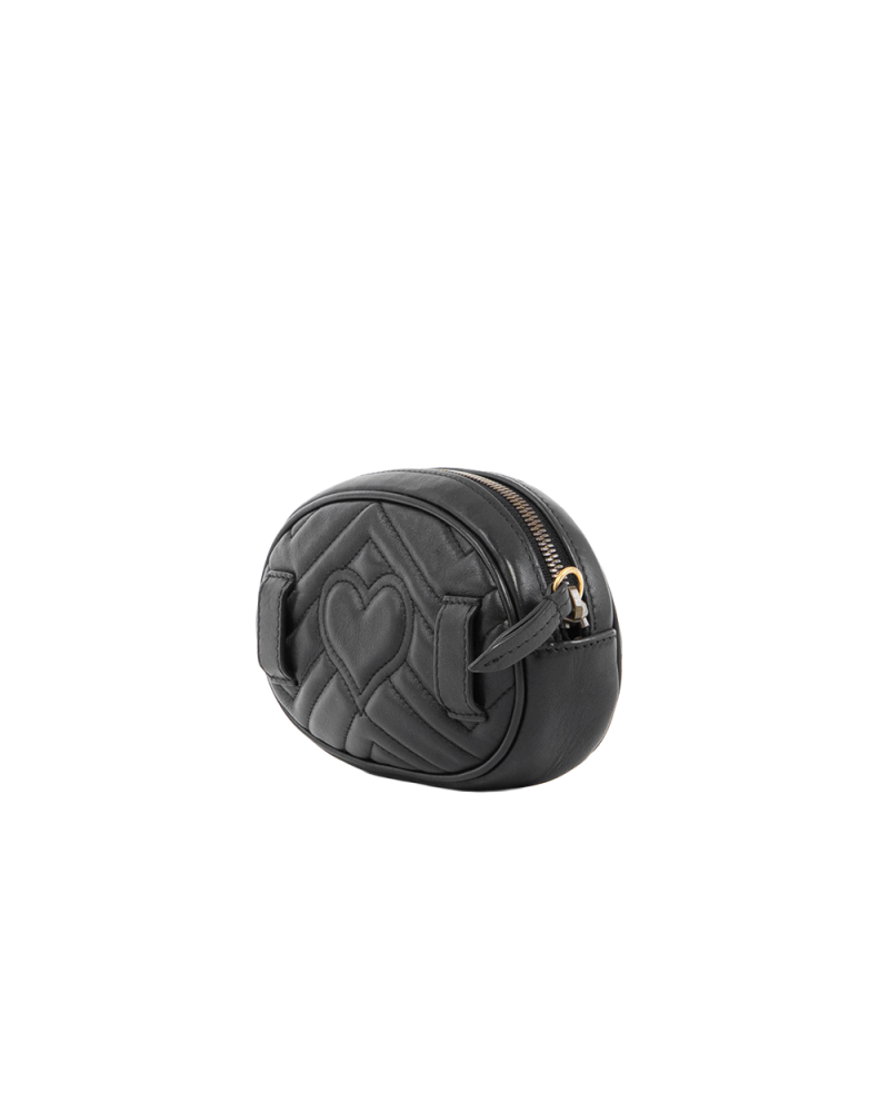 GUCCI MARMONT BELT BAG BLACK CALF GHW 476434 493075 5414