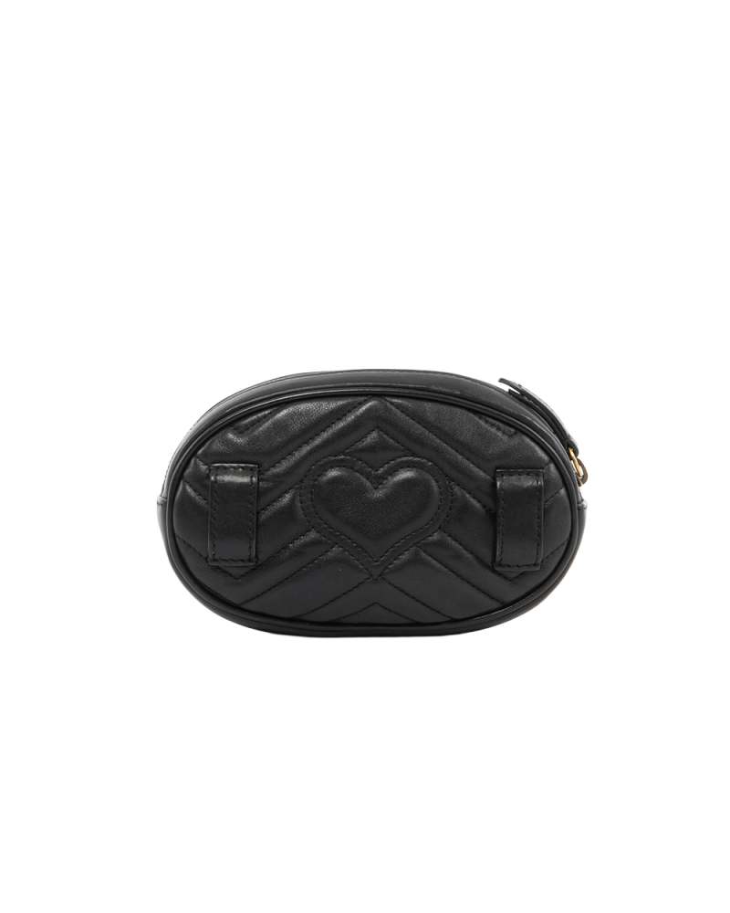 GUCCI MARMONT BELT BAG BLACK CALF GHW 476434 493075 5415