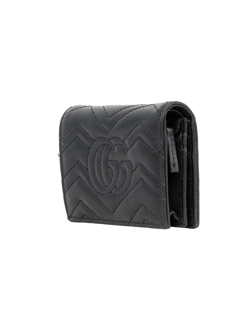 GUCCI MARMONT BI FOLD SHORT BLACK CALF GHW 466492 2067 1177